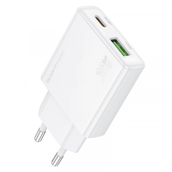 Incarcator Retea Borofone BN25 Wish, 30W, 3A, 1 x USB-A - 1 x USB-C, Alb
