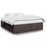 Cumpara ieftin Cadru de pat fara saltea, maro inchis, 200x200 cm, textil