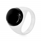 Inel din argint 925 cu smalț negru și brațe strălucitoare - Marime inel: 56