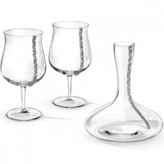 Set doua pahare Vin cu cristale si carafa &#8211; Made by Chinelli Italy COD: 2237