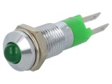 Lampă de control LED verde convexă 12&divide;14VDC, &Oslash;8,2 mm