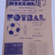 Program meci fotbal OTELUL GALATI - CSM BORZESTI (03.06.1984)