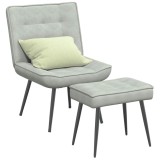 VidaXL Scaun de relaxare cu taburet, gri deschis, catifea