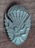 QW9 N3 10 - insigna - militar - parasutism - parasutist in zbor, Romania de la 1950