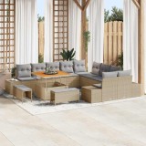 VidaXL Set de canapele pentru grădină cu pernă 13 pcs Bej Rattan poli