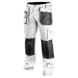 Pantaloni de lucru albi NEO TOOLS, &icirc;ntariti, cu buzunare multiple, M/50