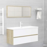 Set mobilier baie, 2 piese, alb și stejar Sonoma, PAL