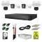 Sistem supraveghere Hikvision cu functii inteligente, 2 camere fixe 5MP, 2 camere rotative 3K 5MP, Audio bidirectional, Dual Light 20m, DVR, Accesorii
