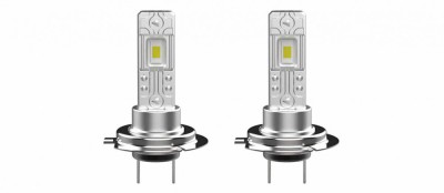 Set 2 becuri LED H7, 55W, lumina alb-rece, 16.000 Lumeni, Fara cablu foto