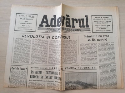 adevarul 25 ianuarie 1990-articolul revolutia si consensul foto