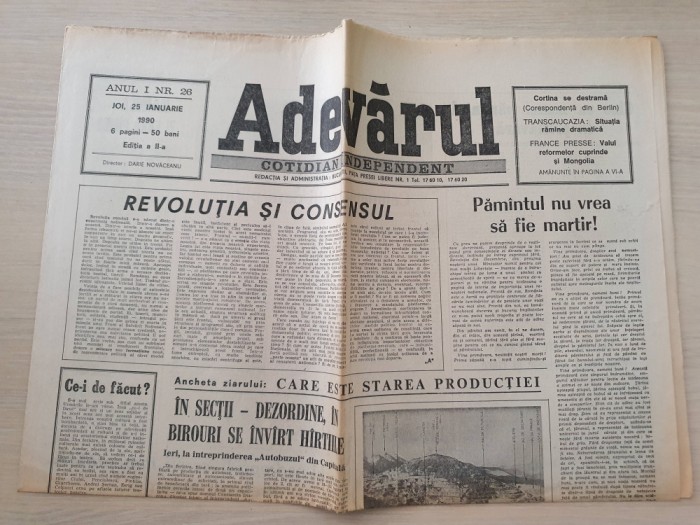 adevarul 25 ianuarie 1990-articolul revolutia si consensul