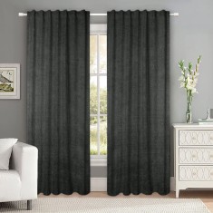 Set draperii tip tesatura in cu rejansa transparenta cu ate pentru galerie, Madison, 150x275 cm, densitate 700 g/ml, Solin, 2 buc
