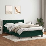 vidaXL Pat box spring cu saltea, verde &icirc;nchis, 160x210 cm, catifea 3318372
