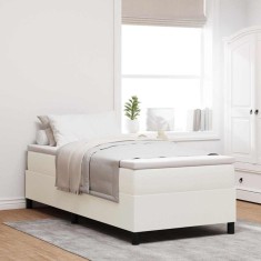 vidaXL Pat cu arcuri Crem 90 x 200 cm Țesătură de catifea 3337389