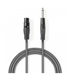 Cablu stereo XLR 3 pini mama - JACK 6.35 mm tata 10m gri NEDIS
