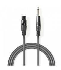 Cablu stereo XLR 3 pini mama - JACK 6.35 mm tata 10m gri NEDIS