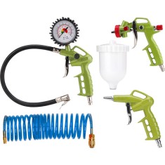 Set accesorii compresor aer EXTOL CRAFT, 4 piese (pistol de suflat, pulverizator vopsea, pistol umflat anvelope, furtun spiralat) 1/4 cuplaj rapid foto