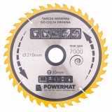 Disc, lama circular pentru lemn, 210 x 30, 40 dinti, Powermat