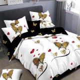 Cumpara ieftin Lenjerie pat dublu,bumbac finet,6 piese,cearceaf normal 220x240cm, cearceaf pilota 200x220cm, 2 fete de perna 50x70, 2 fete de perna 70x70-M161, Ralex Pucioasa