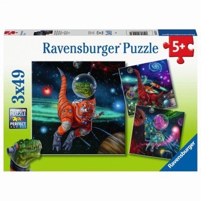 Puzzle Dinozauri In Spatiu, 3X49 Piese foto