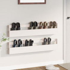 Pantofare de perete, 2 buc., alb, 110x9x23 cm, lemn masiv pin GartenMobel Dekor