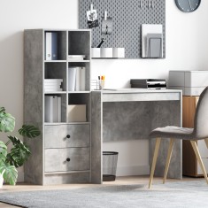 Birou vidaXL cu stocare Gri beton Lemn prelucrat