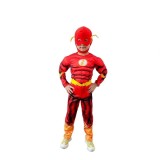 Costum Flash Copii 7-9 Ani, Marime L, Rosu - Set Supererou cu Masca