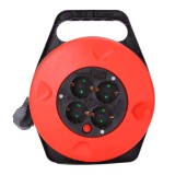 Prelungitor cu Tambur Incasetat, 4 Prize, Protectie la Suprasarcina, Cordon H05VV-F 3G1.0 mm&sup2;, 2300W, 15m