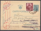 ROMANIA 1939 CP 106 REGELE CAROL II CARTE POSTALA FRANCATE CIRCULATA CAREI-BERLIN 1940 CENZURAT