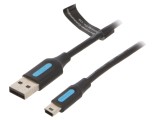 Cablu USB 2.0 A la B mini, 3m, negru, nichelat