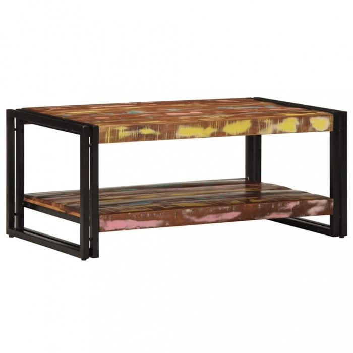 vidaXL Masuta de cafea multicolora 90x50x38 cm lemn masiv recuperat 4102717