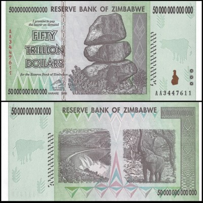 ZIMBABWE █ bancnota █ 50.000.000.000.000 Dollars █ 2008 █ P-90 █ UNC foto