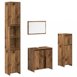 Cumpara ieftin Set mobilier de baie, 4 piese, lemn vechi, lemn prelucrat