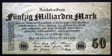 32. GERMANIA 50 MILIARDE MARCI FUNFZIG MILLIARDEN MARK 26.10.1923 VERDE fără serie