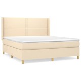 Cumpara ieftin Pat continental cu saltea, crem, 180x200 cm, textil