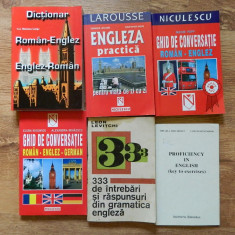 Lot curs limba engleza , ghid conversatie , dictionar , exercitii , 6 carti