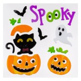 Autocolante Gel, Halloween, Dovleci, Pisică Neagră, Fantomă, Multicolor, Oem