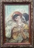 Idilă la bal mascat, pictură pe p&acirc;nză semnată N. Furduescu, Scene gen, Ulei, Avangardism