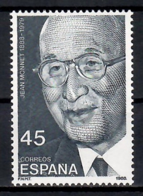 Spania 1988 - 100 de ani de la nașterea lui Jean Monnet, 1888-1979, MNH foto