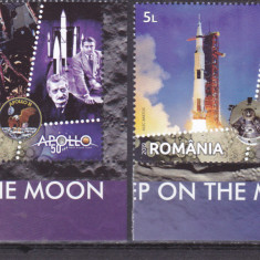 COSMOS,PRIMUL PAS AL OMULUI PE LUNA,SERIE COMPLETA,2019,Lp.2247,MNH.ROMANIA.