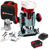 Einhell TP-RO 18 Set Li BL PXC + Starter Kit - Masina de frezat 6 8 mm + Set 1 acumulator si incarcator Li-Ion 18 V 4 Ah