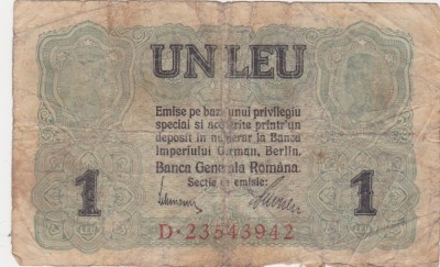 ROMANIA 1 LEU BGR 1917 uzata foto