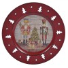 Platou Decorativ Crăciun, Model Spărgătorul de Nuci, Brazi perforați, Plastic, 33cm, Roșu, Oem