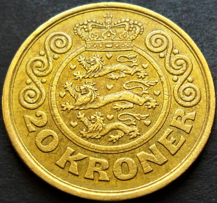Moneda 20 COROANE / KRONER - DANEMARCA, anul 1990 *cod 845 - excelenta