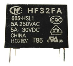 Releu electromagnetic HF32FA 005-HSL1, 5V DC, 5A, SPST-NO, miniatural, montaj THT