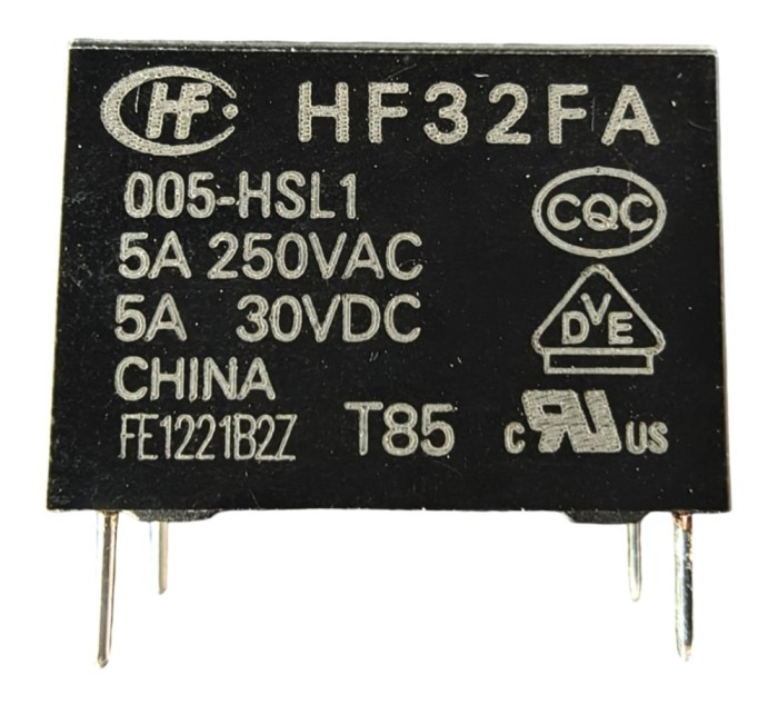 Releu electromagnetic HF32FA 005-HSL1, 5V DC, 5A, SPST-NO, miniatural, montaj THT