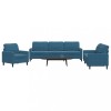 VidaXL Set de canapele cu perne, 3 piese, albastru, catifea