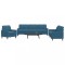 vidaXL Set de canapele cu perne, 3 piese, albastru, catifea