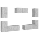Cumpara ieftin Set de dulapuri TV, 7 piese, gri beton, lemn prelucrat