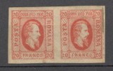 Romania.1865 Principele Cuza in oval 20 Par. rosu tip I+II pereche XR.25